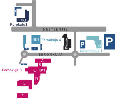 Kampusalueen graafinen pysäköintikartta