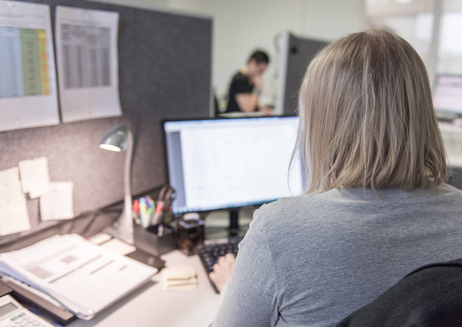 Person is working with computer.